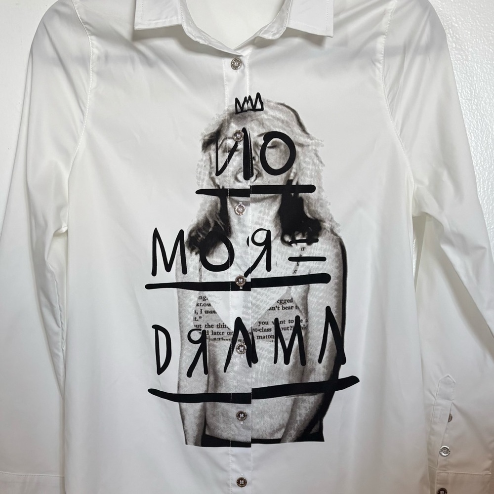 Maniere De Voir Shirt Dress No More Drama Size 6 - Picture 4 of 16